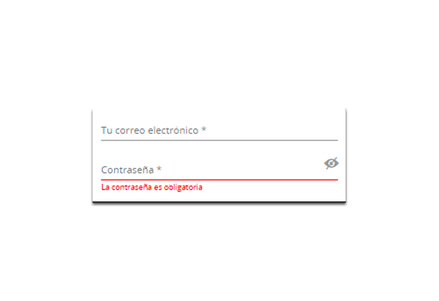 Introducir contraseña y correo electrónico